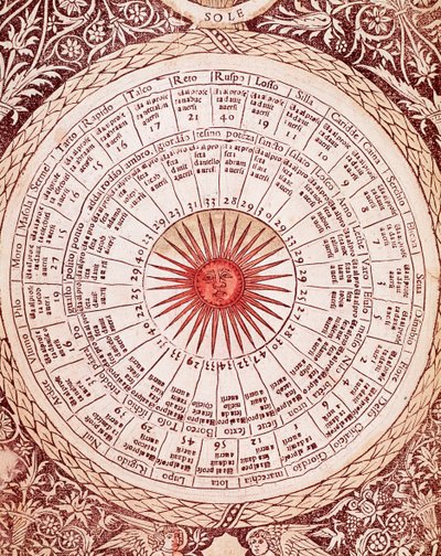 Representação da Placa de Horóscopo do Sol de "Libro delle Libro delle Libro" de Lorenzo Spirito Gualtieri (ou Lorenzo Spirito da Perugia (Perugia)) (1426-1496) poeta e humanista de Unknown artist