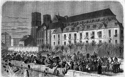 Revolução de 1830: Sack of the Archeveche em Paris, em 15 de fevereiro de Unknown artist