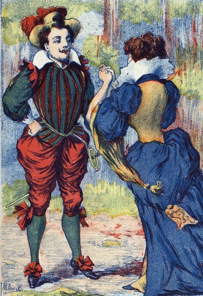 Riquet a la Houppe torna-se um belo cavalheiro. Ilustração anônima de "Riquet a la houppe", conto de Charles Perrault (1628-1703), escritor francês. Imagery Marcel Vagne, Jarville Nancy, sem data (final do século XIX). de Unknown artist
