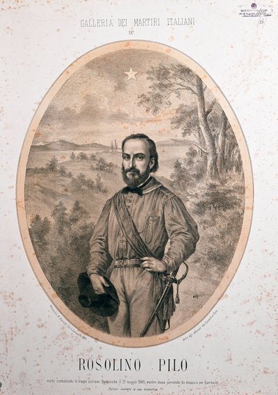 Risorgimento: "Retrato do patriota italiano Rosolino Pilo (1820-1860)". de Unknown artist