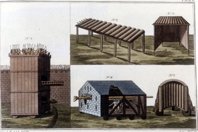 Máquinas de Guerra Romana. Gravura do início do século XIX. de Unknown artist