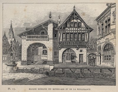 Casa romana da Idade Média e Renascença - gravura de 1889 em "Histoire de habitation humaine à l