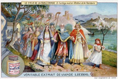 Ciclo de mesa redonda (2): Procissão nupcial do Rei Artur e Juniper, Liebig Chromolithography, sd. Século XIX de Unknown artist
