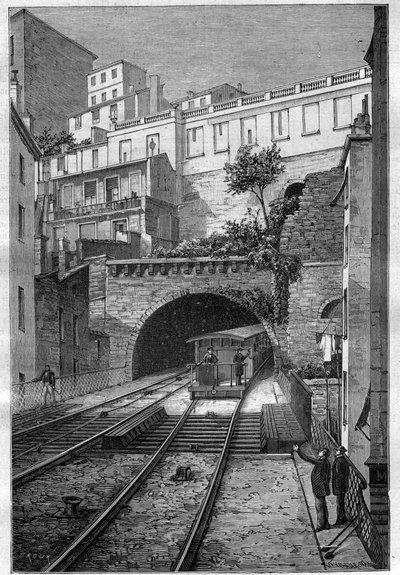 Estrada de ferro de Lyon a Fourviere - gravura em "Journal des voyages" 1884 de Unknown artist