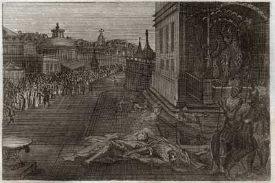 Bíblia de Royaumont, Novo Testamento: A morte dos dois Profetas. A visão que São João teve de dois Profetas mortos, que depois ressuscitaram. A sétima trombeta do Apocalipse. Ilustração de 1811. de Unknown artist