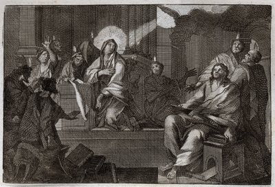 Bíblia de Royaumont, Novo Testamento: Pentecoot. O Espírito Santo desce sobre a Virgem Maria e os Apoters. Ilustração de 1811. de Unknown artist
