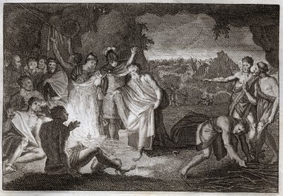 Bíblia de Royaumont, Novo Testamento: Afundamento de S. Paulo. Ele é mordido com uma víbora sem qualquer dano. Ilustração de 1811. de Unknown artist