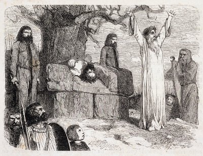 O sacrifício humano pelos druidas - in "La bretagne ancienne et moderne" de Pitre-Chevalier (Pitre Chevalier), editado por W. Coquebert de Unknown artist