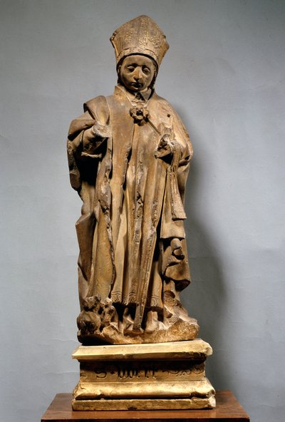 São Hubert em eveque Escultura de madeira de Unknown artist