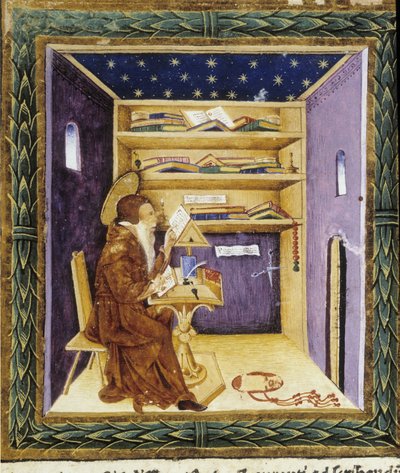 São Jerônimo à sua escrita - miniatura de Unknown artist