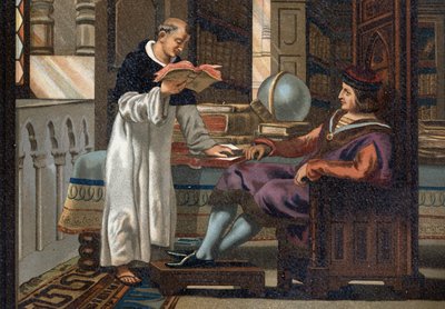 São Luís (1214-1270), rei da França, e seu conselheiro São Vicente de Beauvais (v.1190-1264), depois de "La Ciencia y sus Hombres par Louis Figuier". Barcelona, 1881. de Unknown artist