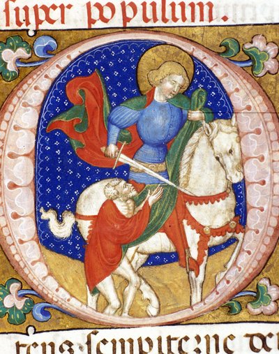 São Martinho partilhando o seu casaco com uma miniatura pobre da Bíblia do século XV. Nazionale Braidense de Unknown artist