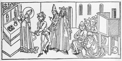 São Mateus. Gravura de "Leben der Heiligen - sommerteil" (O livro do santo) de Jacobus (Tiago) de Voragine (1228-1298). Lubeck 1488. de Unknown artist