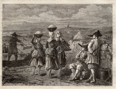 Lagoa de evaporação de sal na Bretanha - Paludiers e sauniers na Bretanha (França), pântanos salgados - gravura em 