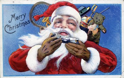 Papai Noel e seu capuz de brinquedo - cartão postal americano, final do século XIX de Unknown artist