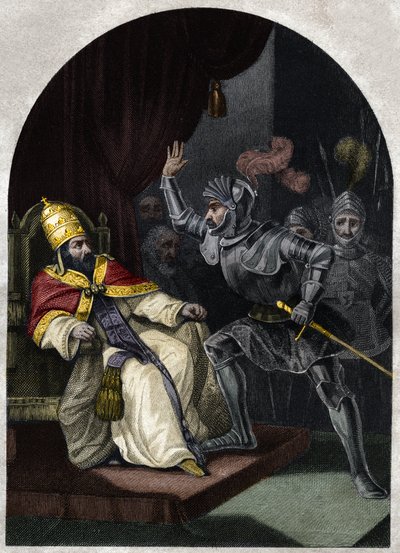 Sciarra Colonna dando uma bofetada no Papa Bonifácio VIII no rosto de Unknown artist