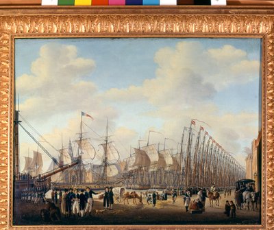 Frota secreta de Napoleão I a Flushing (porto holandês) para a tentativa de invasão da Inglaterra. sd. Início do século XIX. Amesterdão, Museu Marítimo de Unknown artist