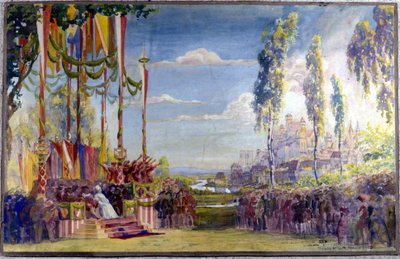 Set for" Die Meistersinger" ou" Les maitres singteurs de Nuremberg", ópera de Richard Wagner. Acto II. de Unknown artist