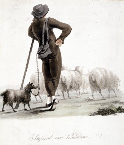 Pastor perto de Valenciennes - aguarela de Unknown artist
