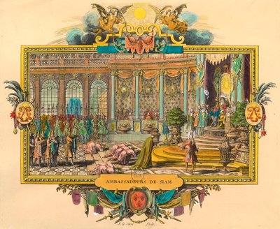 Embaixadores do Sião na Corte do Rei Luís XIV, em 1686. Gravação. Coleção privada. de Unknown artist