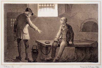 Silvio Pellico (1789 - 1854) transferido para a fortaleza de Spielberg (Spilberk) - na "Storia d
