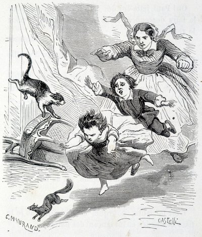 Sophie e o esquilo - em "As desgraças da Sophie" pela Condessa de Ségur, Hachette de Unknown artist