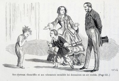 Sophie molhada - em "Os infortúnios da Sophie" pela Condessa de Ségur, Hachette de Unknown artist