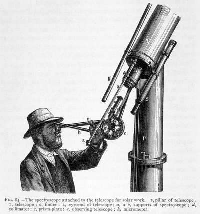 Espectroscópio além de telescópio para observação do sol de Unknown artist