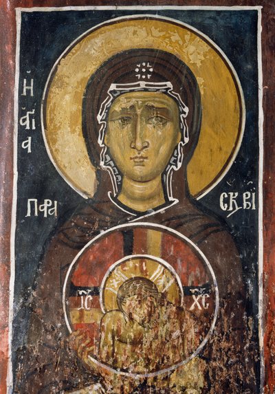São Paraskevi, personificação da Sexta-feira Santa ícone do Cristo da Suprema Humildade, fresco (1332-1333), igreja bizantina de Nossa Senhora de Asinou (século XII) (Lista do Património Mundial da Unesco, 2001) Montanhas de Troodos, Chipre de Unknown artist