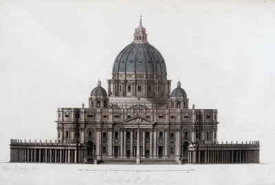 Basílica de São Pedro em Roma ao Vaticano (San Pietro no Vaticano). Em "O traje antigo e moderno" 1819-1820, de Jules Ferrario. de Unknown artist
