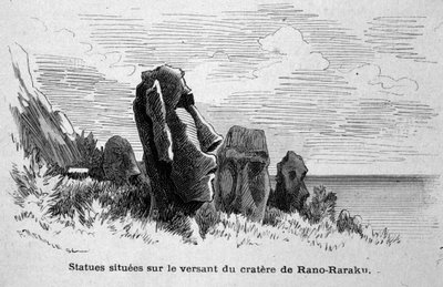 Estátuas localizadas na Ilha de Páscoa (Rapa Nui), Polinésia. de Unknown artist
