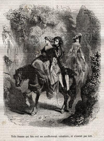 Uma mulher assim que lesse isto me chuparia de bom grado, e não estaria errada. - Ilustração para as "confissões" de Jean-Jacques (Jean Jacques) Rousseau (1712-1778) - gravura de 1849 de Unknown artist