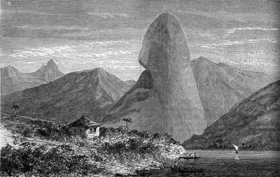 Pão de açúcar, perto do Rio de Janeiro, Brasil. Gravura no "Le Journal de la jeunesse". de Unknown artist