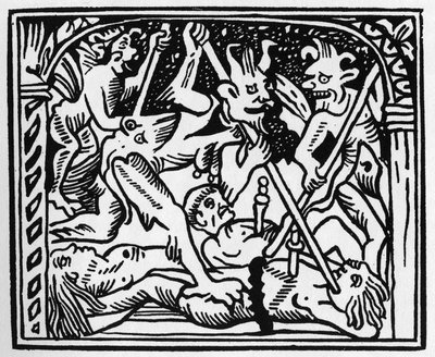 Sus! sus! les diables! sus demons! in "Grand Calendrier et Compost des Bergers", Lyon de Unknown artist