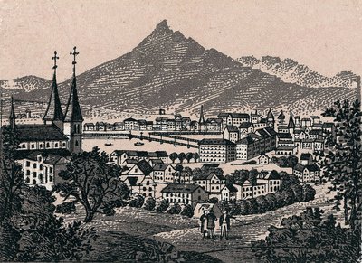 Suíça: vista da cidade de Lucerna (Alfalfa). em "O mundo ilustra 168 vistas" Sem data (final do século XIX) de Unknown artist