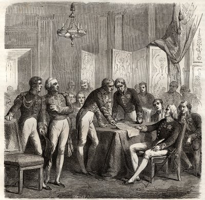 A aliança de 1834 entre o Reino Unido, França, Espanha e Portugal para fazer cumprir a Concessão de Evoramonte - Face à pretensão de Don Carlos ao trono espanhol, a Aliança Quadrupla (Charles-Maurice de Talleyrand - Don Manuel Pando-Fernandez de Unknown artist