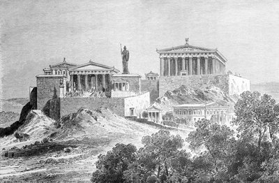 A Acrópole de Atenas. Gravura do final do século XIX. de Unknown artist