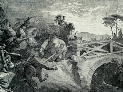 A Batalha de Garigliano (Garellano) entre franceses e espanhóis durante a Terceira Guerra Italiana, 29 de Dezembro de 1503..: Gonzalo Fernandez De Cordoba chamado "El Gran Capitan de Unknown artist