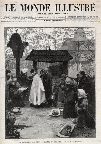 A Bênção dos Ovos de Páscoa na Galiza (Pequena Rússia) - gravura em "O Mundo Ilustrado" de 1895 de Unknown artist