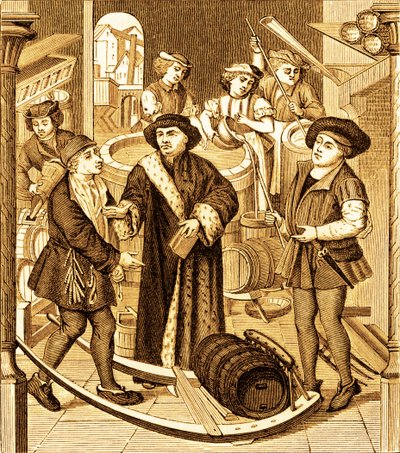 O Bispo de Tournai recebe o dízimo da cerveja em torneios de Unknown artist