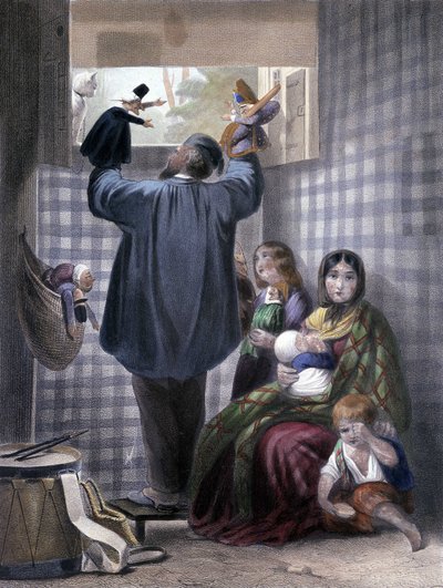 A Comédia do Gato - Puppet Montreur e sua família. de Unknown artist