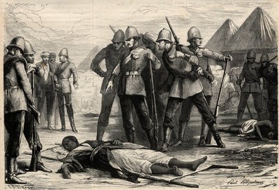 O Imperador (negus) da Etiópia Theodoros II (Tewodros) morreu em 13 de abril de 1868, após a captura de Magdala pelos ingleses, onde o negus tinha recuado. Gravura em "L