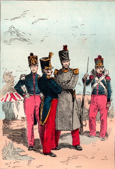 A Armee francesa sob o reinado de Louis Philippe de 1830 a 1848 - Linha - Gravura de 1882 em "Histoire de dix ans: 1830-1840" Louis-Blanc (1811-1882) de Unknown artist