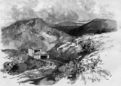 A Porta da China na fronteira de Tonkin. Gravura em "The Illustrous World" 1885. de Unknown artist
