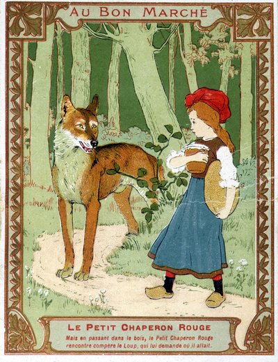 O Capuchinho Vermelho encontra o lobo - Bon Marché publicidade rótulo de Unknown artist