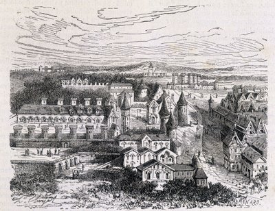 O Palais des Tournelles, em frente ao Hotel Saint Paul - gravura, final do século XIX de Unknown artist