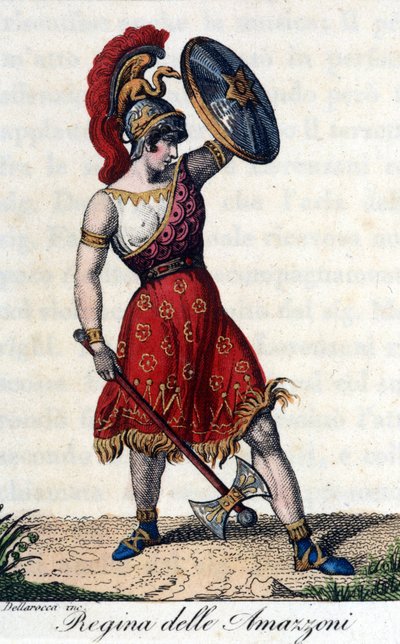 A Rainha das Amazonas. Ilustração de um folheto de ópera. Século XIX. de Unknown artist