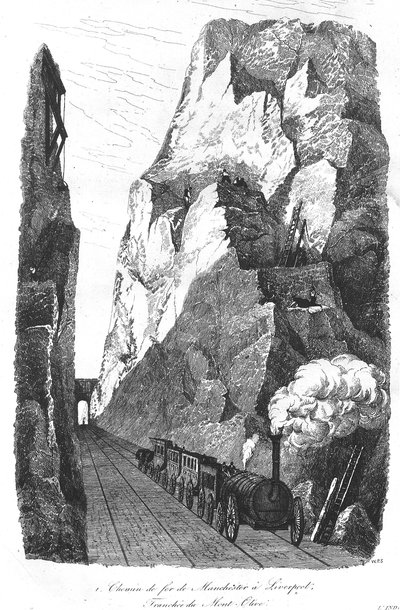 O caminho-de-ferro de Liverpool para Manchester: A trincheira do Monte Olive de Unknown artist