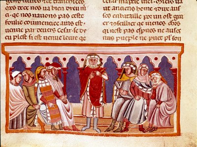 O Ensinamento da Lei Miniatura de "Os Fatos dos Romanos", relatando a vida dos Doze Césares. Veneza do século XIII, biblioteca Marciana de Unknown artist