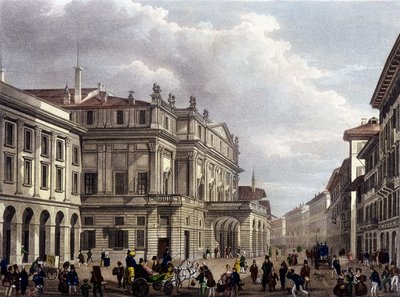 O Teatro alla Scala, em Milão, no início do século XIX. Gravura da época. Museo della Scala de Milão de Unknown artist